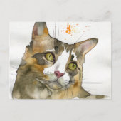 Carte Postale Chat à l'aquarelle (Devant)