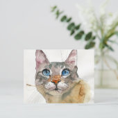 Carte Postale Chat à l'aquarelle (Debout devant)