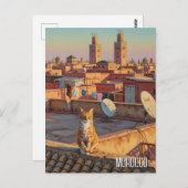 Carte Postale Chat à Marrakech Maroc Voyage (Devant / Derrière)