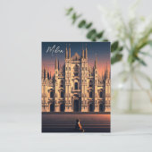 Carte Postale Chat à Milan Duomo (Debout devant)