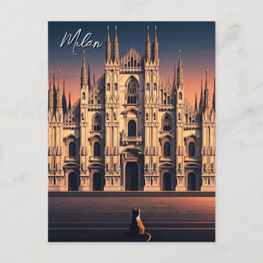 Carte Postale Chat à Milan Duomo (Devant)