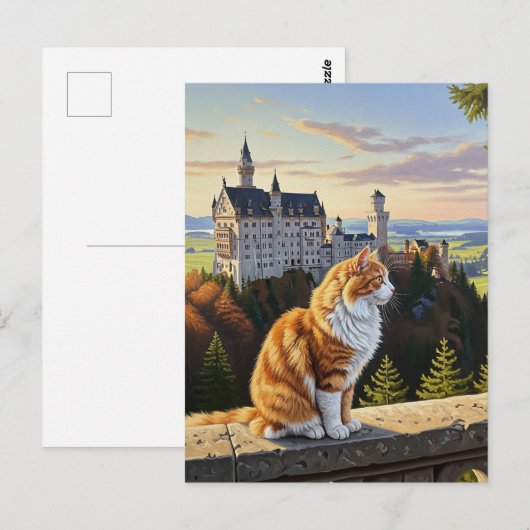 Carte Postale Chat à Neuschwanstein Château Allemagne Voyage (Devant / Derrière)