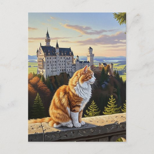 Carte Postale Chat à Neuschwanstein Château Allemagne Voyage (Devant)