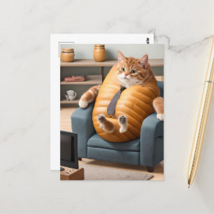 Carte Postale Chat à pain de pain drôle