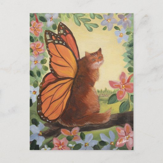 Carte Postale Chat à papillon monarque dans la prairie (Devant)