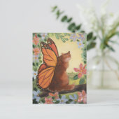 Carte Postale Chat à papillon monarque dans la prairie (Debout devant)