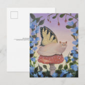 Carte Postale Chat à papillon Swallowtail sur champignon (Devant / Derrière)