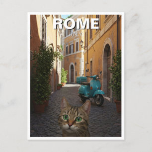 Carte Postale Chat à Rome Rue pavée Italie