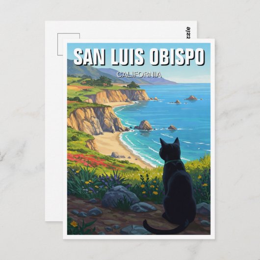 Carte Postale Chat à San Luis Obispo Californie Côte Centrale (Devant / Derrière)