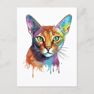 Carte Postale Chat abyssin coloré