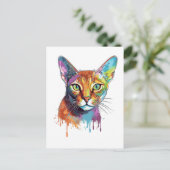 Carte Postale Chat abyssin coloré (Debout devant)