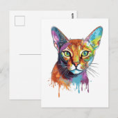Carte Postale Chat abyssin coloré (Devant / Derrière)