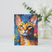Carte Postale Chat abyssinien coloré (Debout devant)