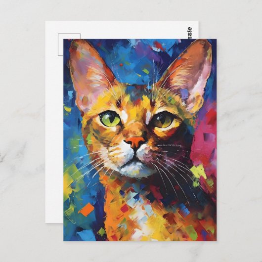 Carte Postale Chat abyssinien coloré (Devant / Derrière)