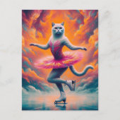 Carte Postale Chat adorable au patin à glace (Devant)