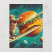Carte Postale Chat Adorable sur la Planète Cheeseburger (Devant)