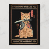 Carte Postale Chat Amusant Samurai Tout Vous Tuera (Devant)