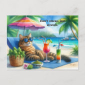 Carte Postale Chat amusant Slogan Kitty à la plage (Devant)