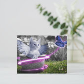 Carte Postale chat ange (Debout devant)