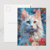 Carte Postale Chat angora turc coloré (Devant / Derrière)