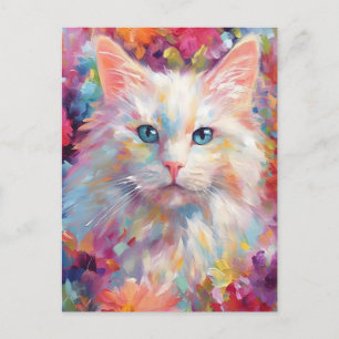 Carte Postale Chat angora turc coloré