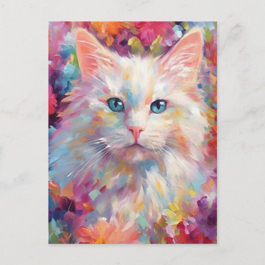 Carte Postale Chat angora turc coloré (Devant)
