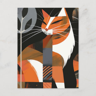 Carte Postale Chat art déco lignes audacieuses