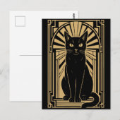 Carte Postale Chat Art Déco Rétro (Devant / Derrière)