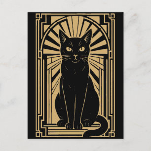 Carte Postale Chat Art Déco Rétro