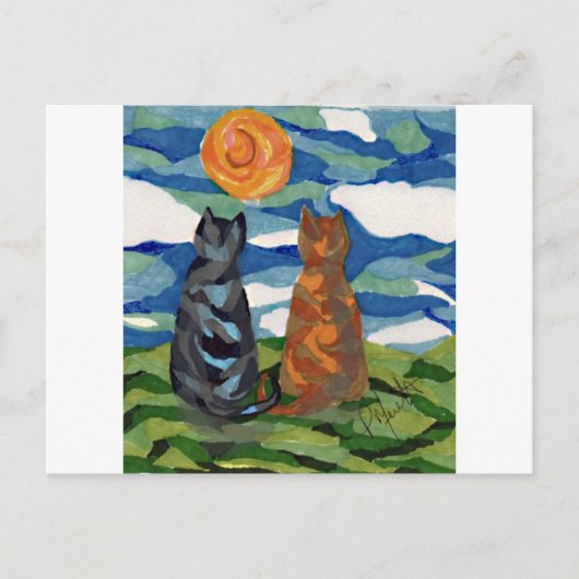 Carte Postale Chat Art Grey Orange Chats (Devant)