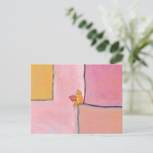 Carte Postale Chat art lecture fun - Marmalade préfère la solitu (Debout devant)