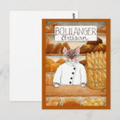 Carte Postale Chat Artiste boulangerie Pain (Devant / Derrière)