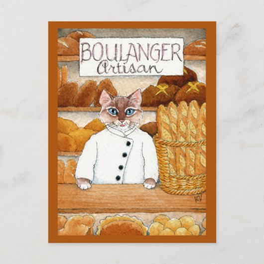 Carte Postale Chat Artiste boulangerie Pain (Devant)