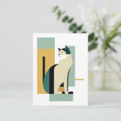 Carte Postale Chat assis Art déco - Illustration minimaliste (Debout devant)
