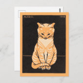 Carte Postale Chat assis - Julie de Graag - art de gravure sur b (Devant / Derrière)