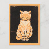 Carte Postale Chat assis - Julie de Graag - art de gravure sur b (Devant)
