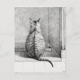 Carte Postale Chat assis, vu de derrière (1812)
