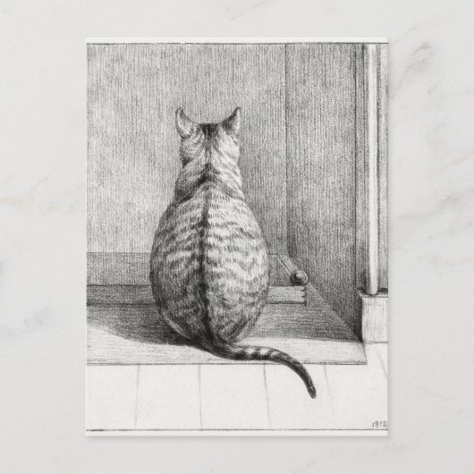 Carte Postale Chat assis, vu de derrière (1812) (Devant)