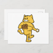 Carte Postale Chat au baseball avec gant Catch (Devant / Derrière)
