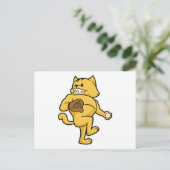Carte Postale Chat au baseball avec gant de catch (Debout devant)