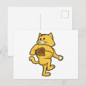 Carte Postale Chat au baseball avec gant de réception (Devant / Derrière)