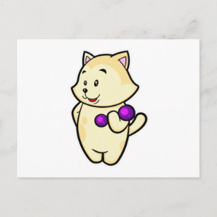 Carte Postale Chat au biceps en entraînement avec haltère