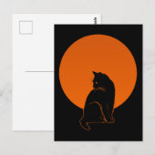 CARTE POSTALE CHAT AU CLAIR DE LUNE (Devant / Derrière)