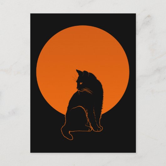 CARTE POSTALE CHAT AU CLAIR DE LUNE (Devant)