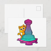 Carte Postale Chat au jeu d'échecs avec la tour (Devant / Derrière)