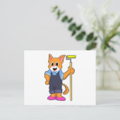 Carte Postale Chat au papier peint avec rouleau de pression (Debout devant)