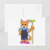 Carte Postale Chat au papier peint avec rouleau de pression (Devant / Derrière)