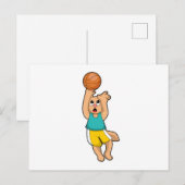 Carte Postale Chat au sport de basket-ball (Devant / Derrière)