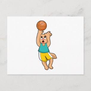 Carte Postale Chat au sport de basket-ball