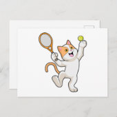 Carte Postale Chat au tennis avec raquette de tennis (Devant / Derrière)